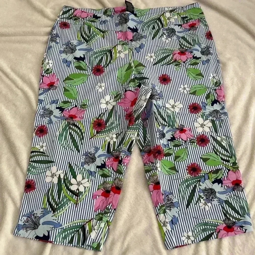 Zac & Rachel Bermuda Capris  stripped shorts size 22w